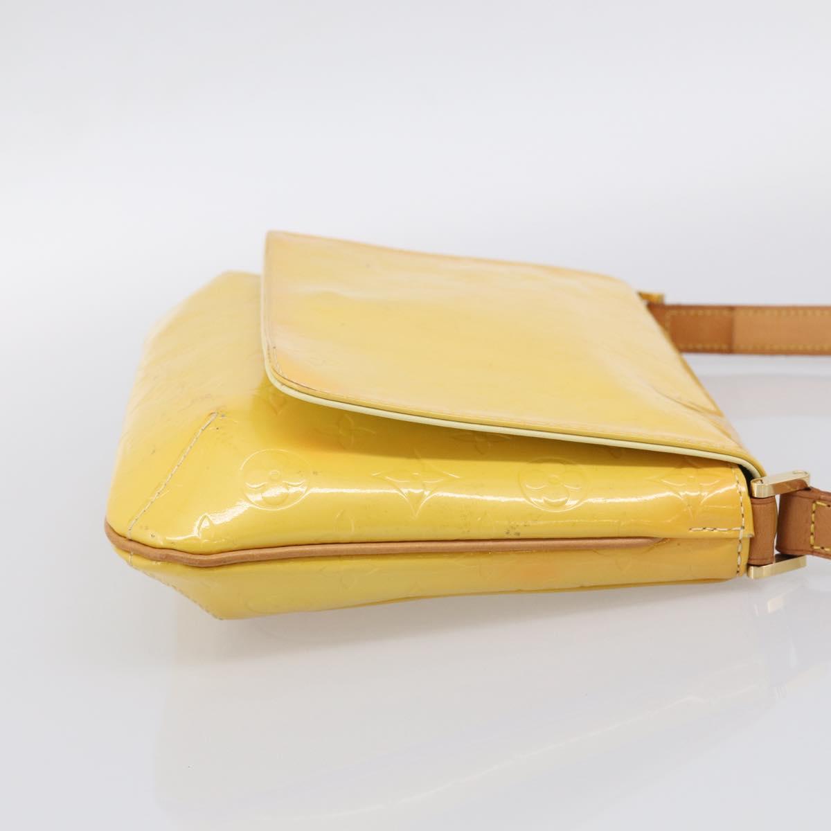 LOUIS VUITTON Vernis Thompson Street Bag Lime Yellow M91071 LV Auth hk4251