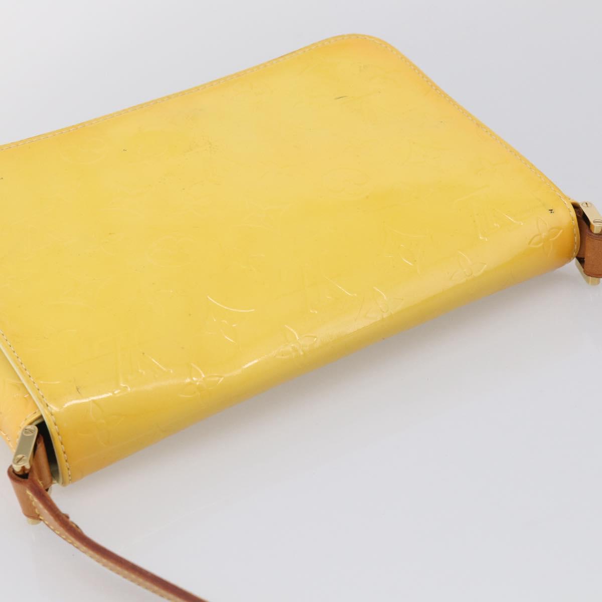 LOUIS VUITTON Vernis Thompson Street Bag Lime Yellow M91071 LV Auth hk4251