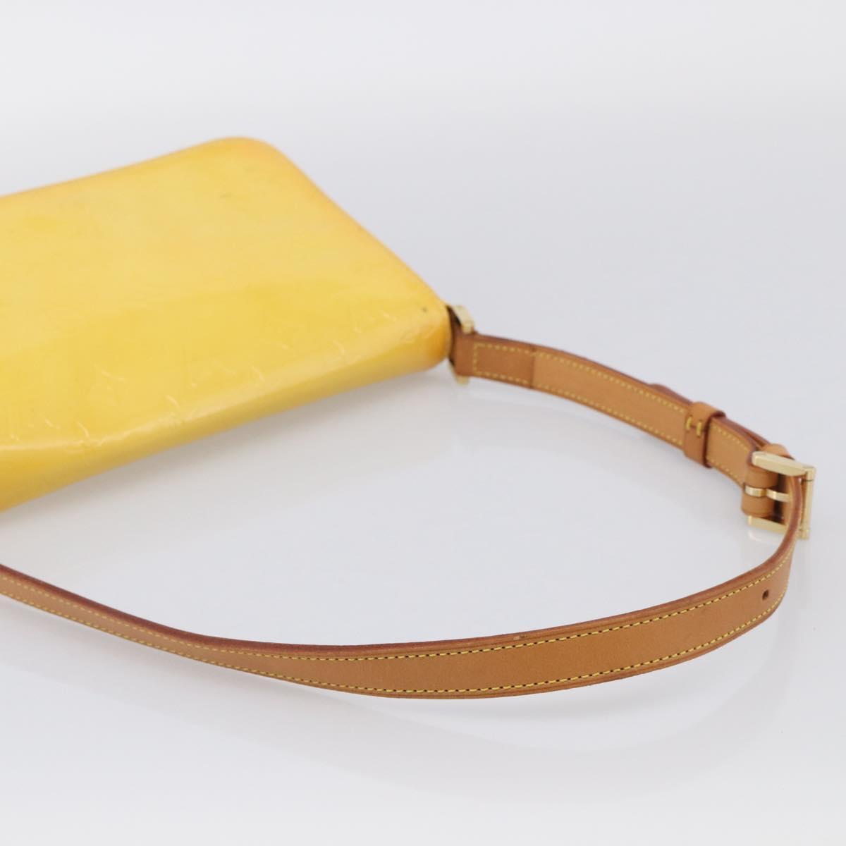 LOUIS VUITTON Vernis Thompson Street Bag Lime Yellow M91071 LV Auth hk4251
