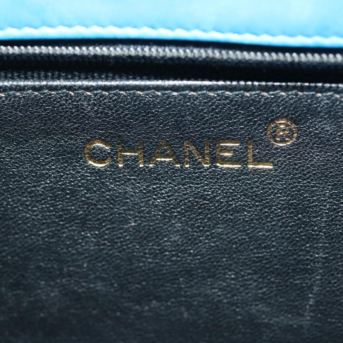 CHANEL Hand Bag Lamb Skin Blue CC Auth hk455SAV