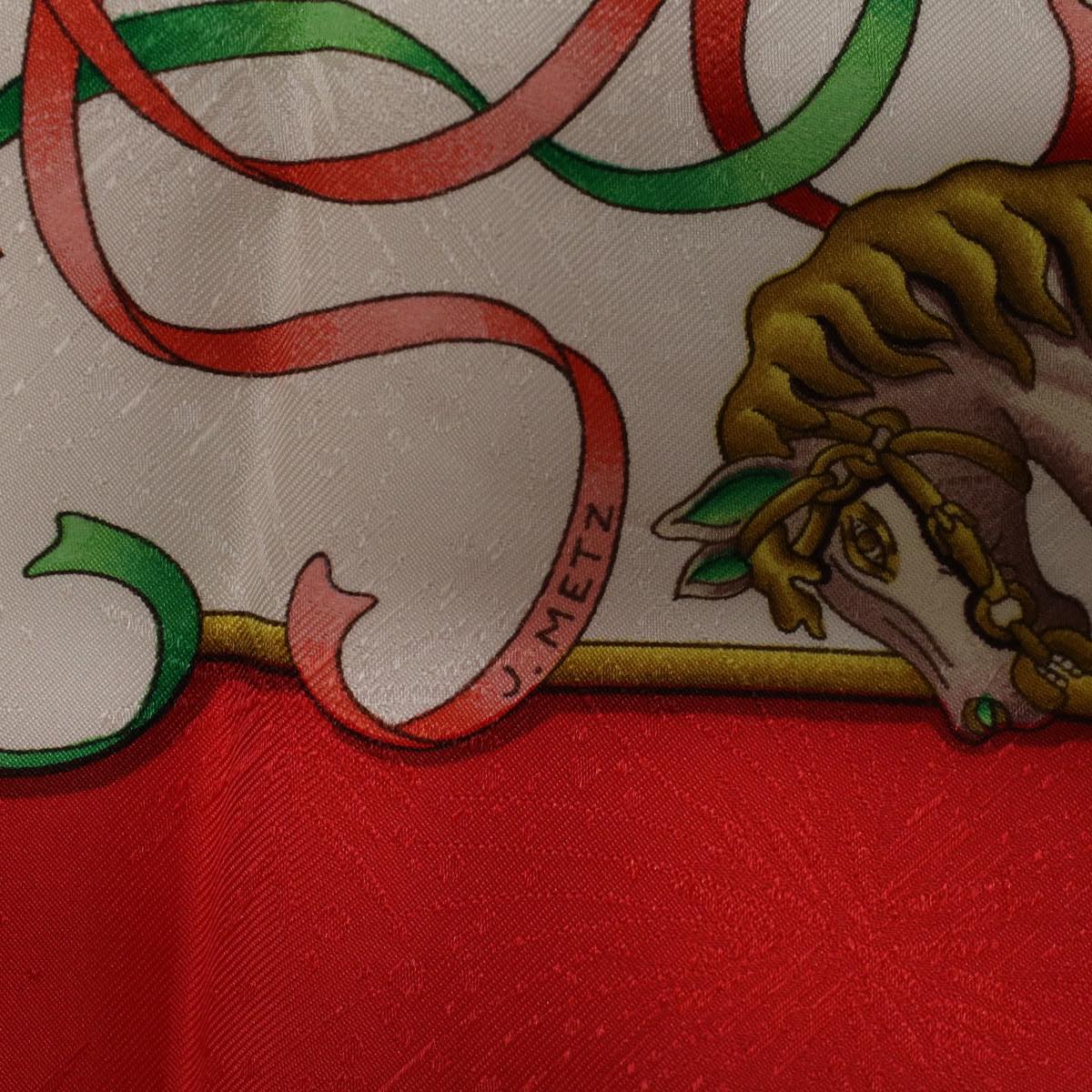 HERMES Carre 90 LUNA PARK Scarf Silk Red Green Auth hk757