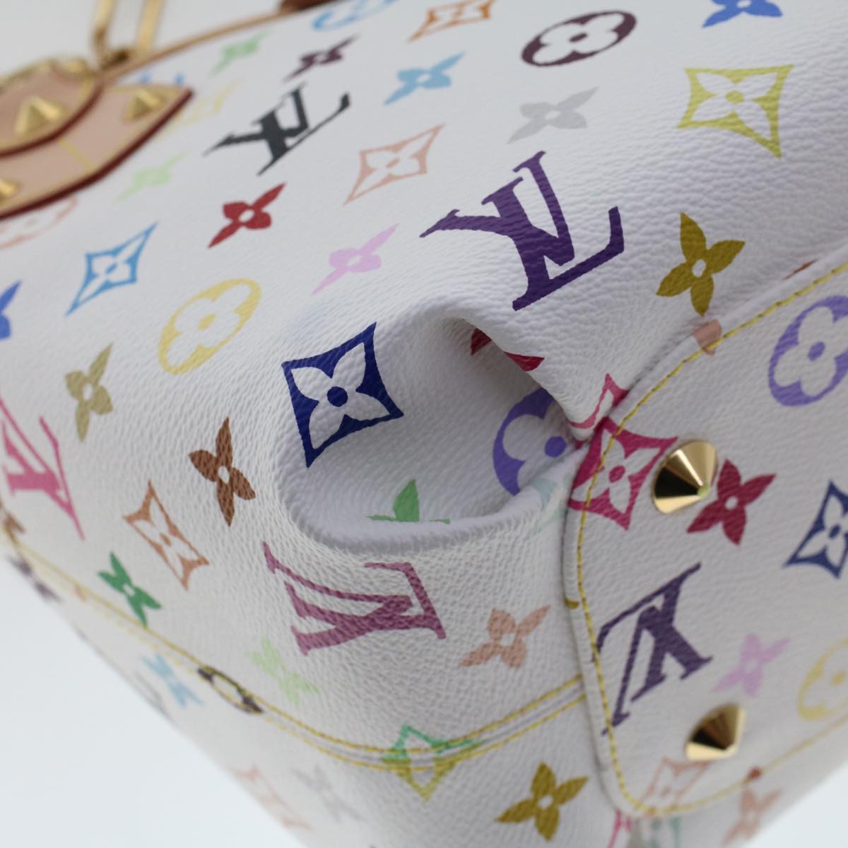 LOUIS VUITTON Monogram Multicolor Annie MM Tote Bag White M40307 LV Auth hk795SM