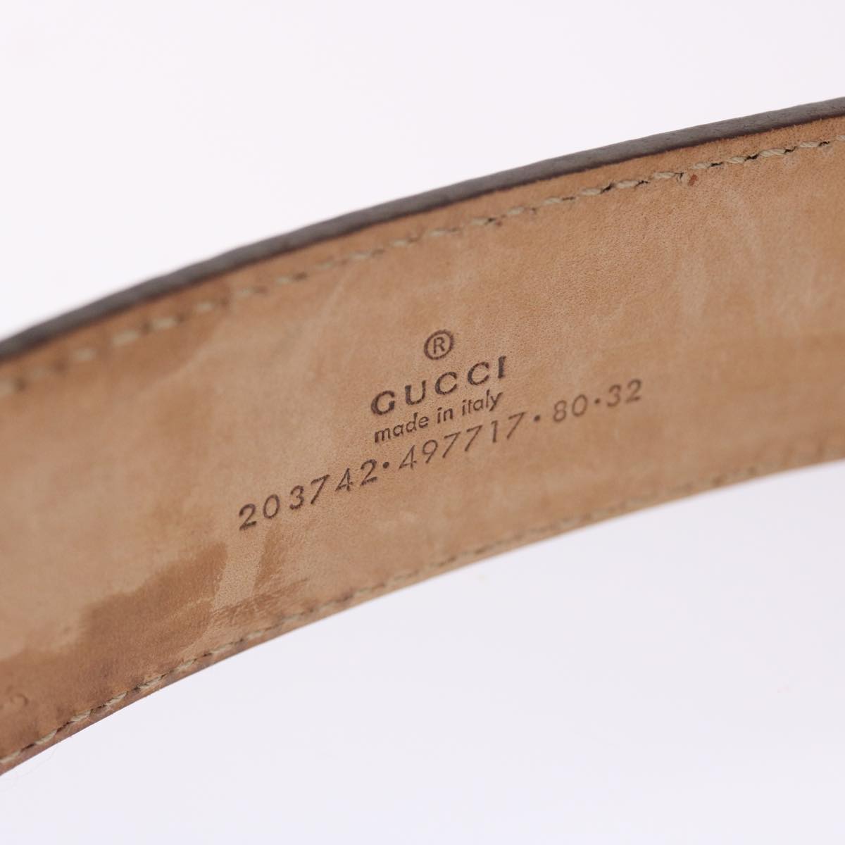 GUCCI Belt Leather 29.9""-33.1"" Gold Tone Auth hk796