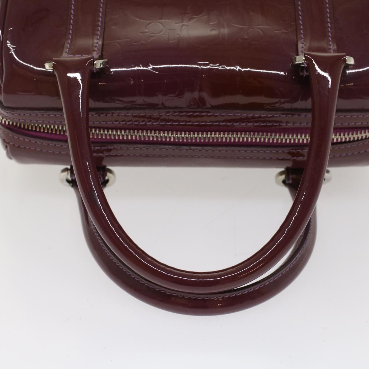 Christian Dior Trotter Canvas Mini Boston Bag Patent leather Purple Auth hk824