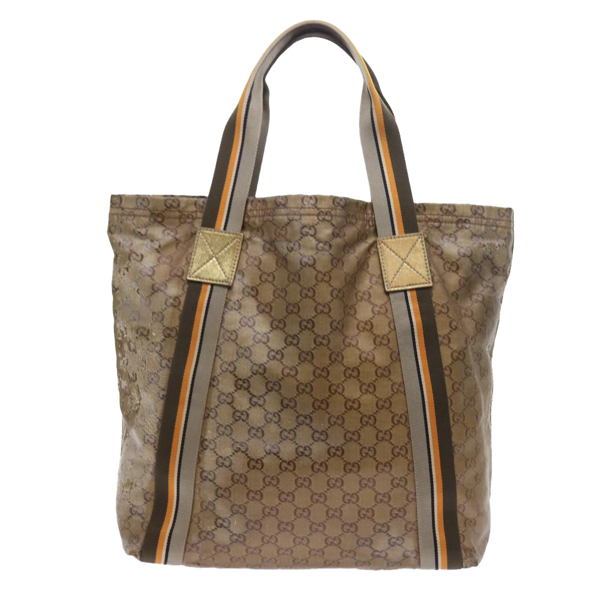 GUCCI GG Crystal Canvas Tote Bag Coated Canvas Gold Tone Auth hk836