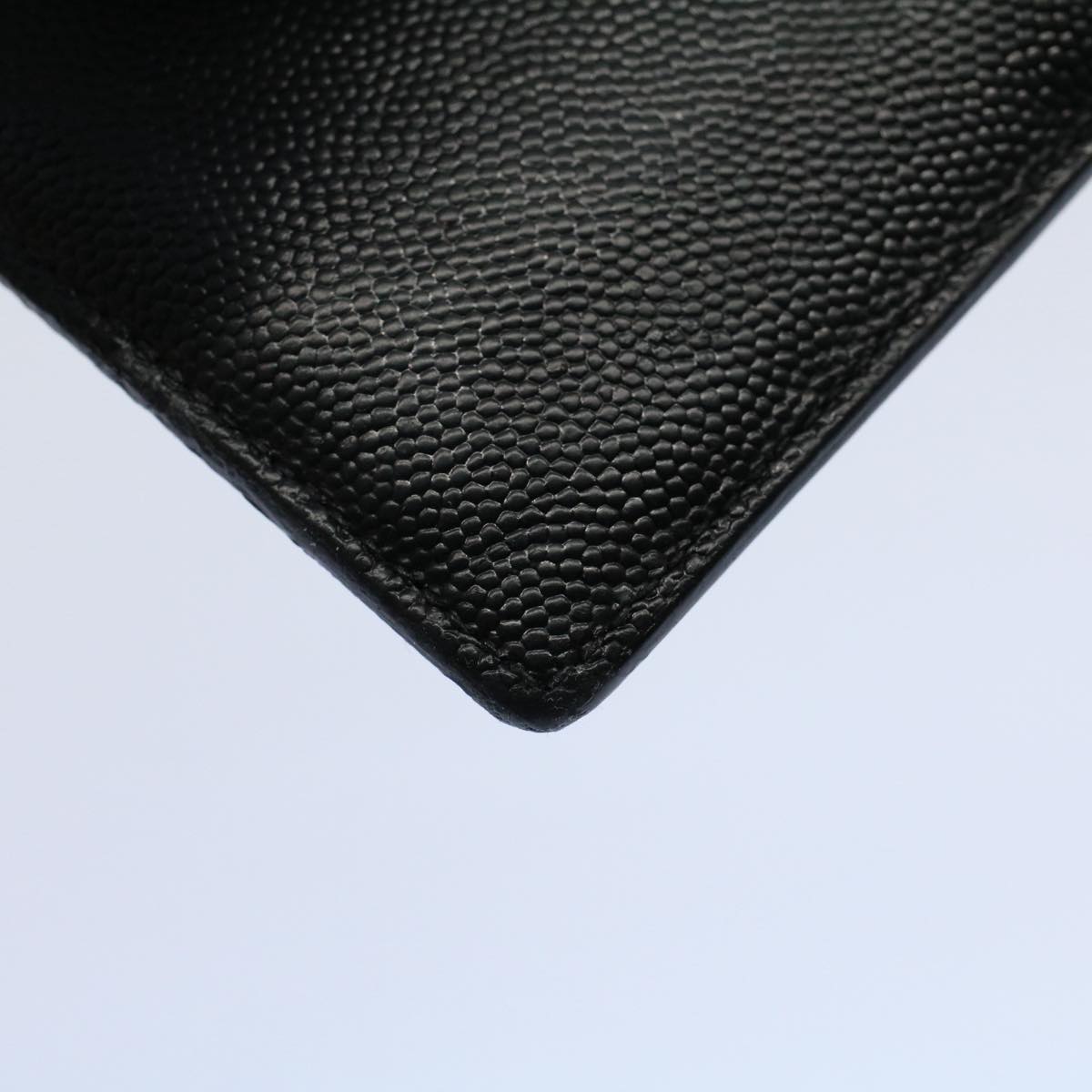 SAINT LAURENT Card Case Leather Black Auth hk871