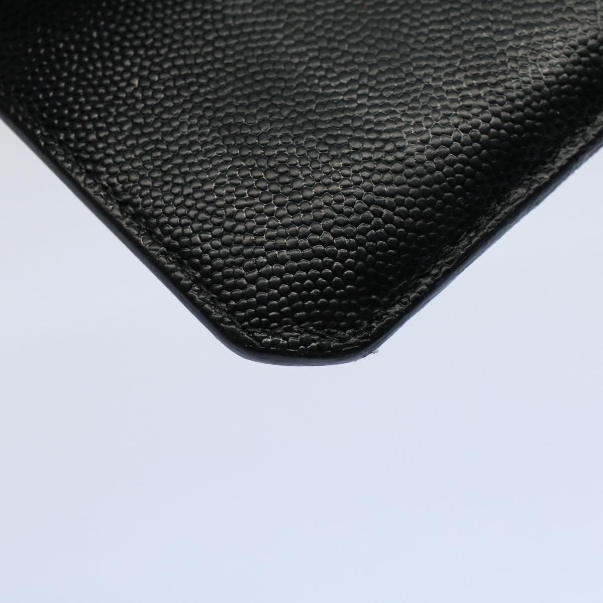 SAINT LAURENT Card Case Leather Black Auth hk871