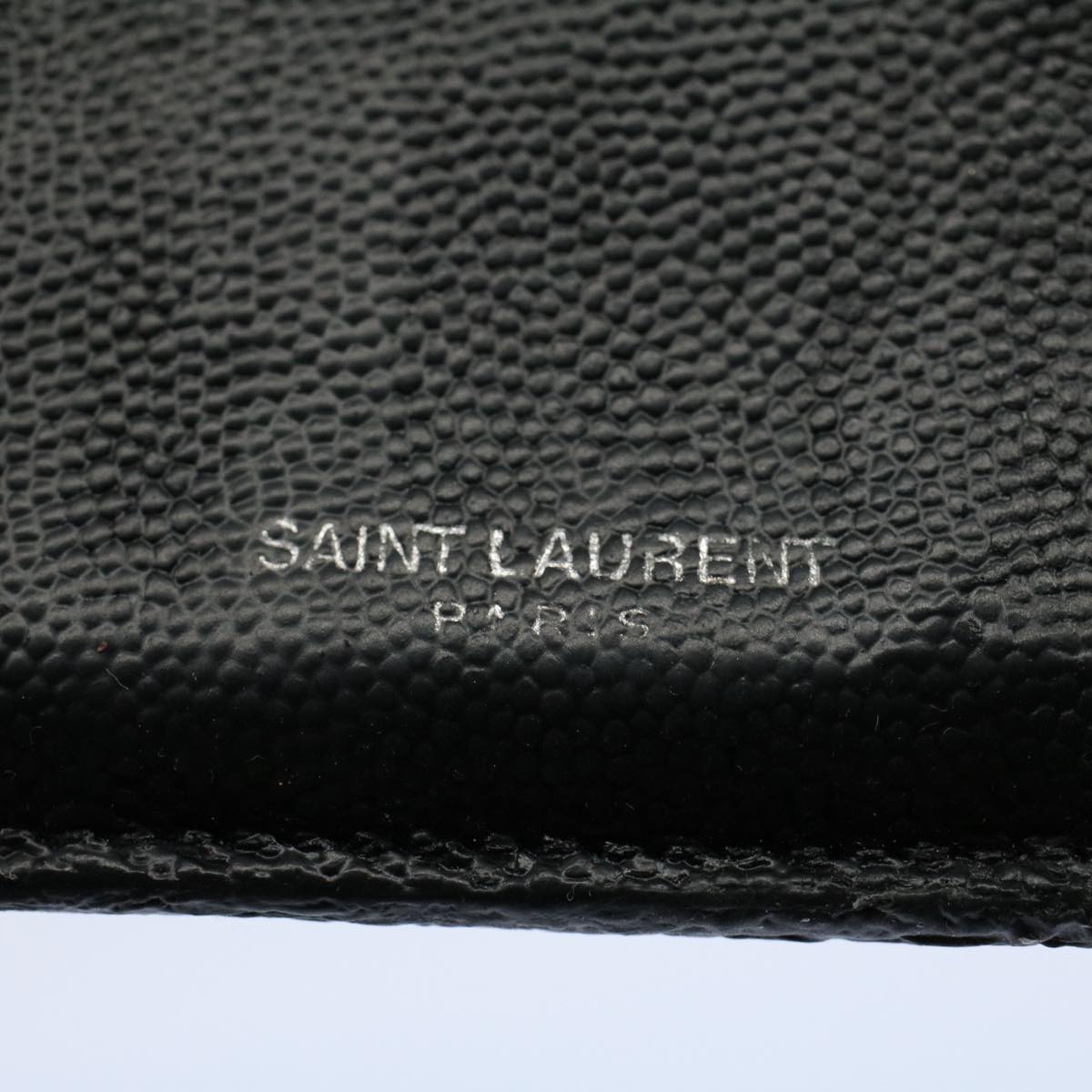 SAINT LAURENT Card Case Leather Black Auth hk871