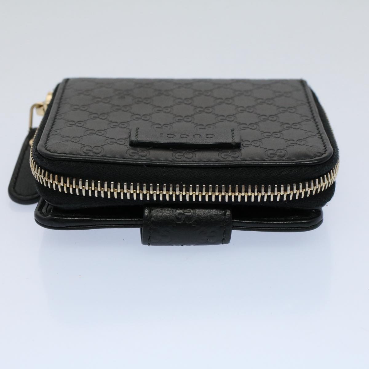 GUCCI Micro GG Canvas Guccissima Wallet Black 449345 525040 Auth hk873