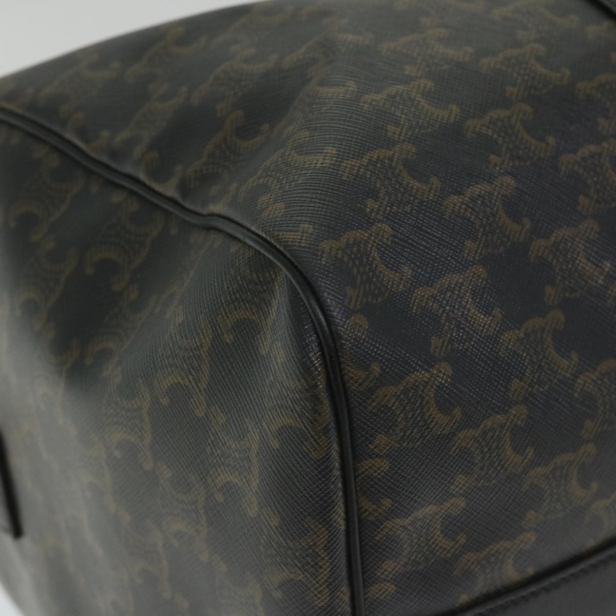 CELINE Triomphe Canvas Boston Bag PVC Leather 2way Black Auth hk880V