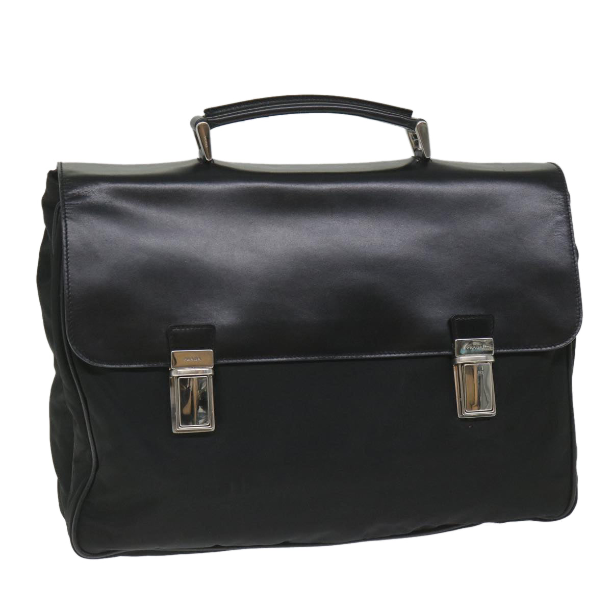 PRADA Business Bag Nylon Black Auth hk881