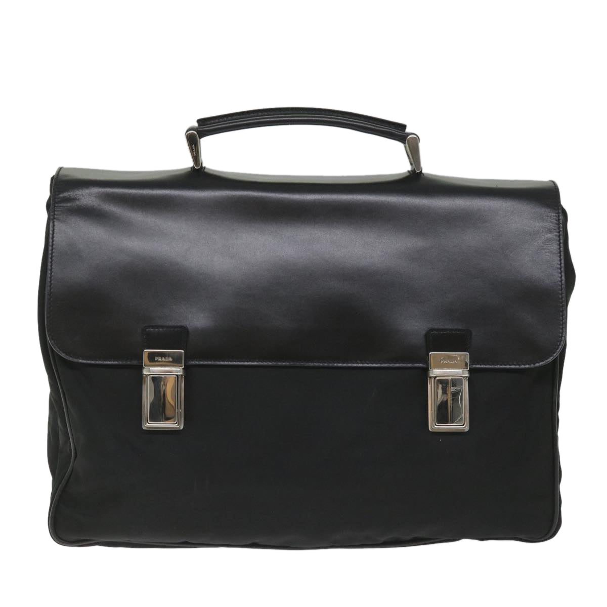 PRADA Business Bag Nylon Black Auth hk881