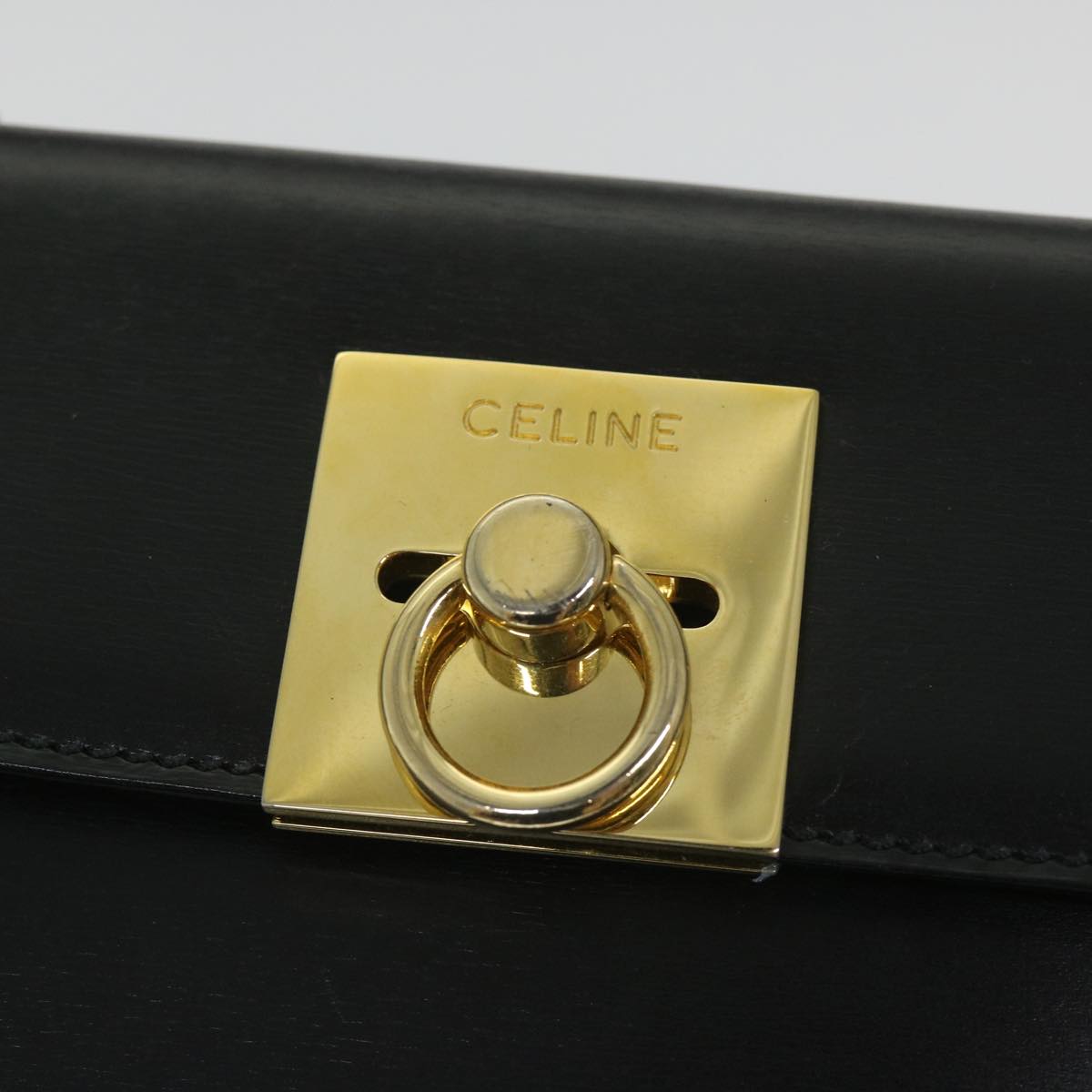 CELINE Hand Bag Leather 2way Black Auth hk901