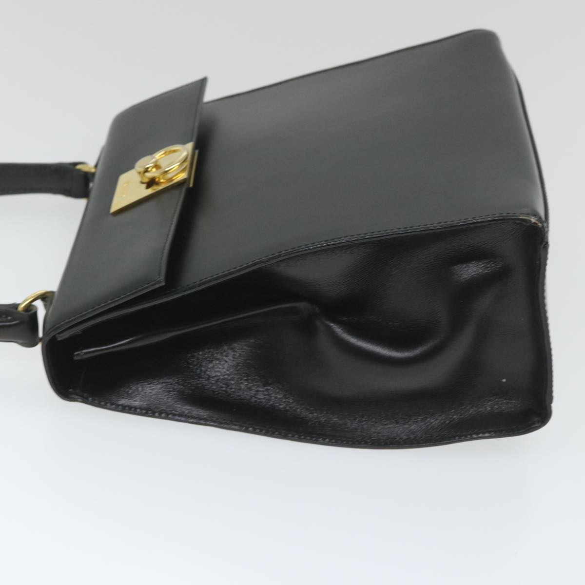 CELINE Hand Bag Leather 2way Black Auth hk901