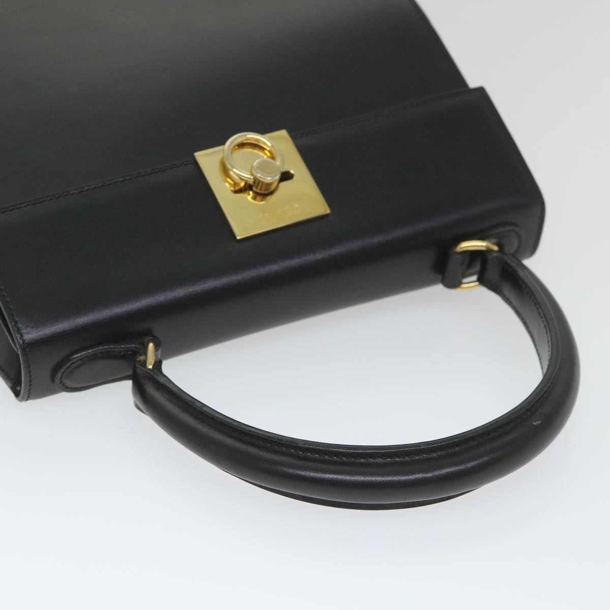 CELINE Hand Bag Leather 2way Black Auth hk901