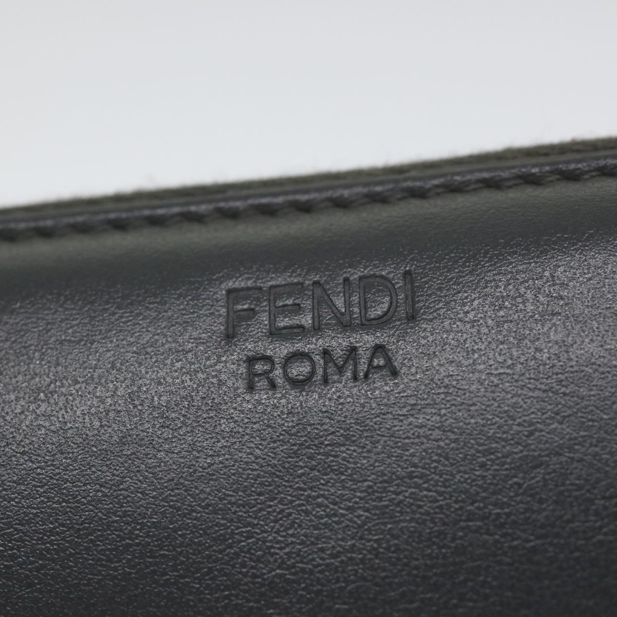 FENDI Long Wallet Leather Gray Auth hk904