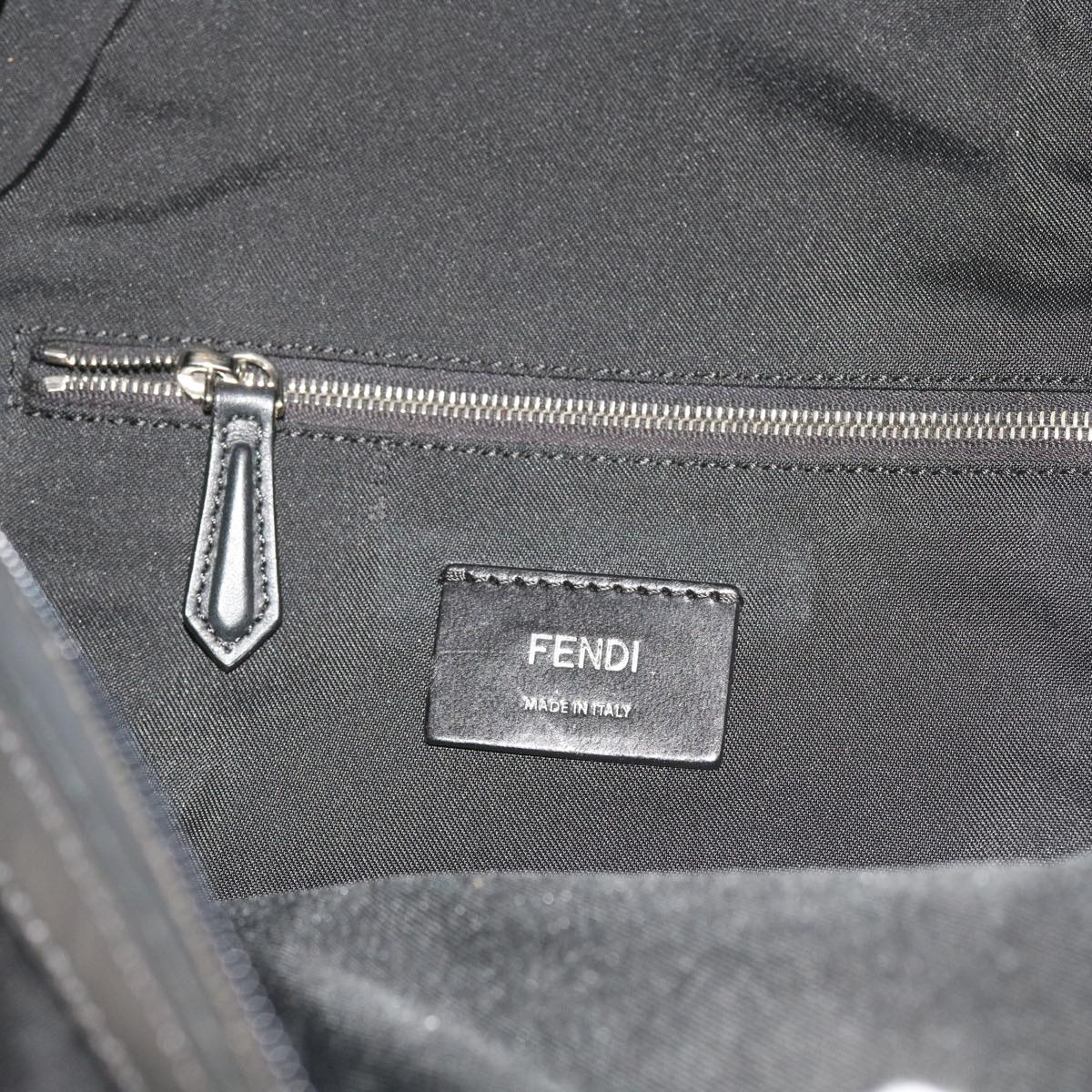 FENDI Backpack Nylon Leather Black Auth hk906