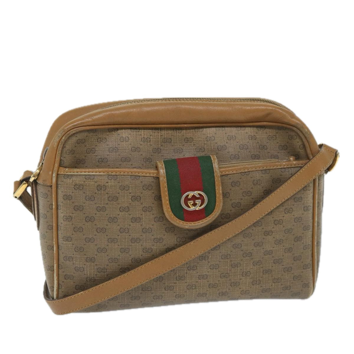 GUCCI Micro GG Supreme Web Sherry Line Shoulder Bag Beige 001 56 0944 Auth hk913