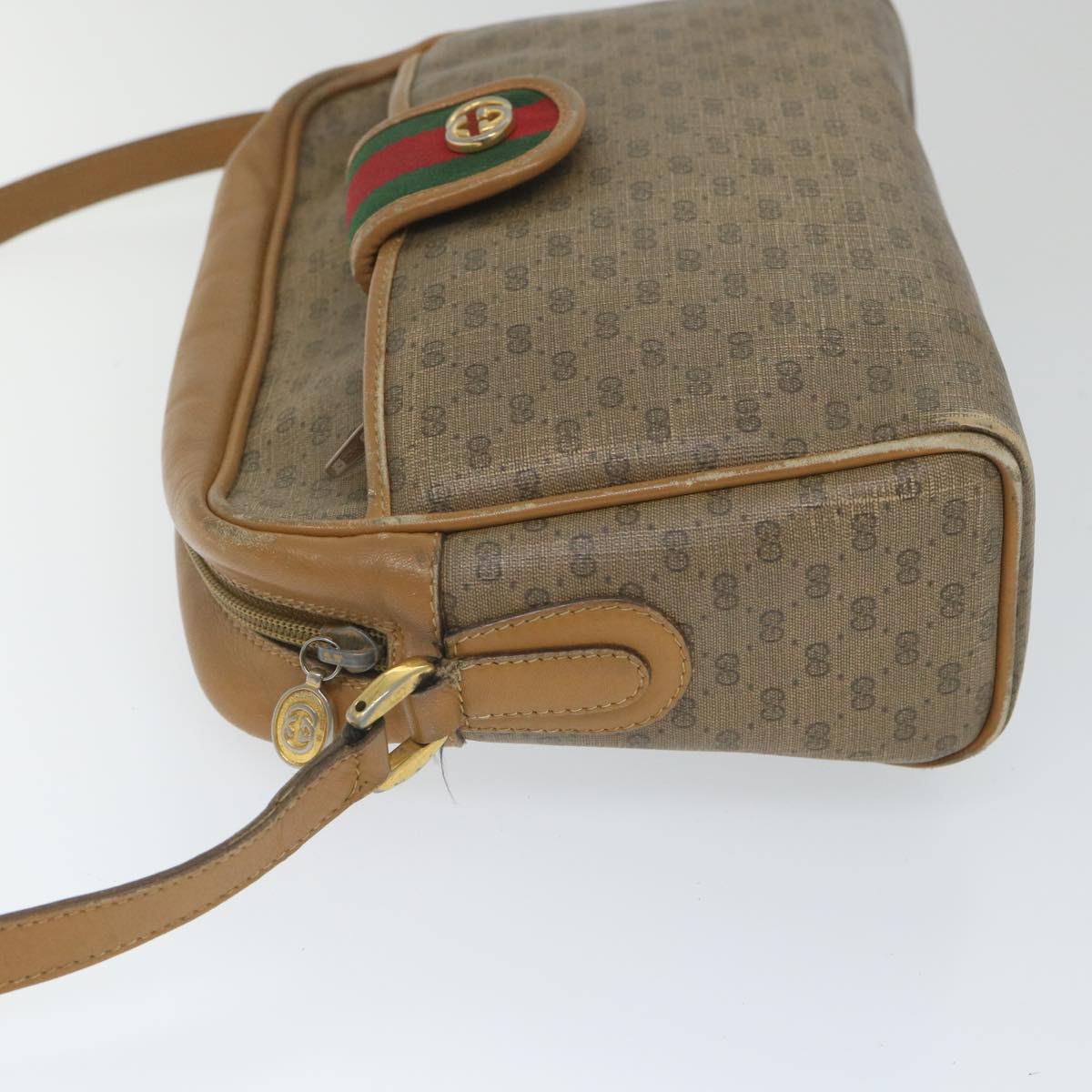 GUCCI Micro GG Supreme Web Sherry Line Shoulder Bag Beige 001 56 0944 Auth hk913