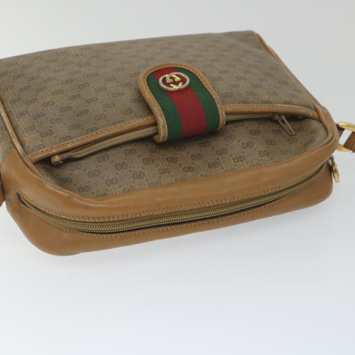 GUCCI Micro GG Supreme Web Sherry Line Shoulder Bag Beige 001 56 0944 Auth hk913