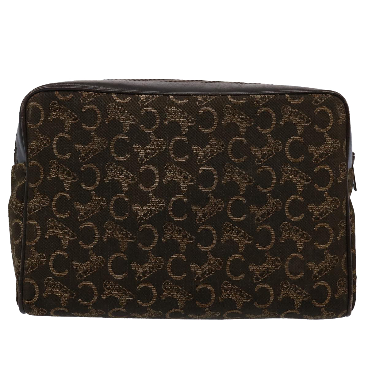 CELINE C Macadam Canvas Clutch Bag Brown Auth hk918