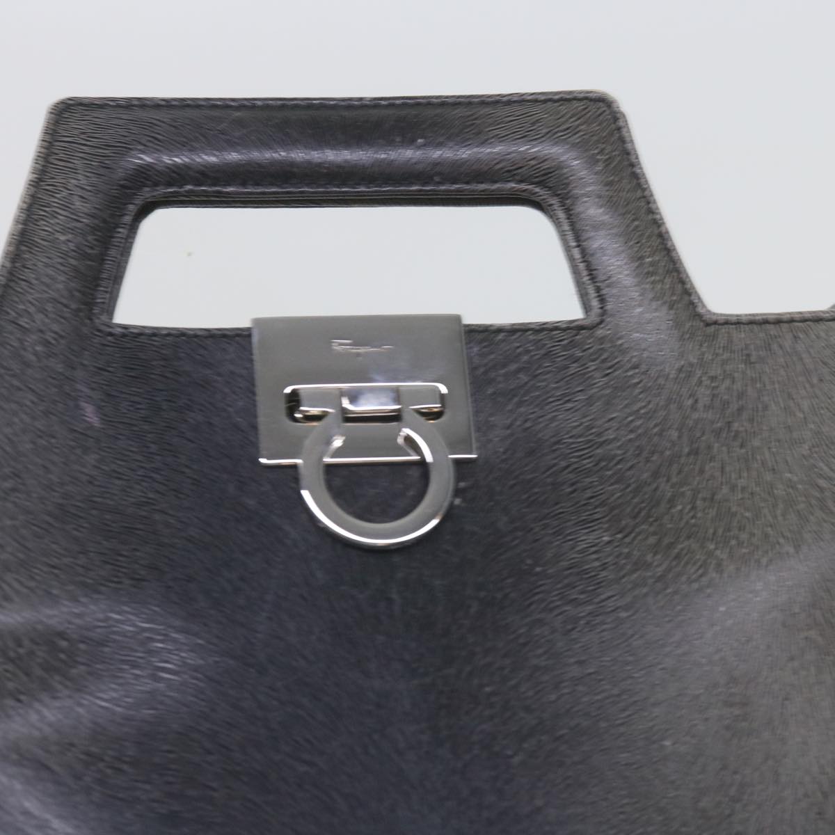 Salvatore Ferragamo Hand Bag Leather 2way Gray Auth hk919