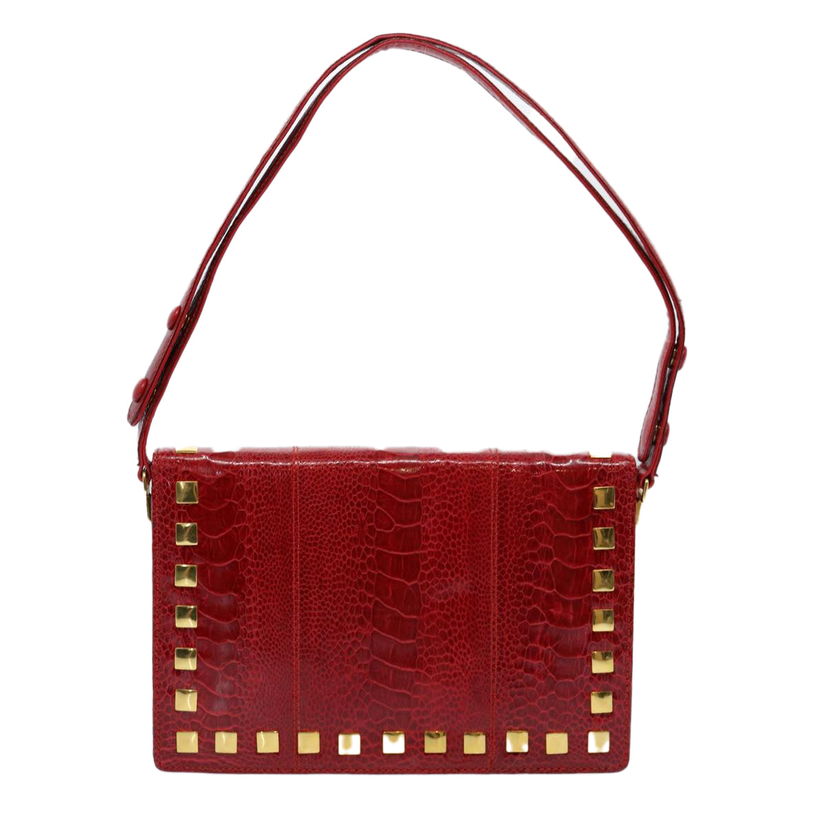 FENDI Shoulder Bag Leather Red Auth hk920