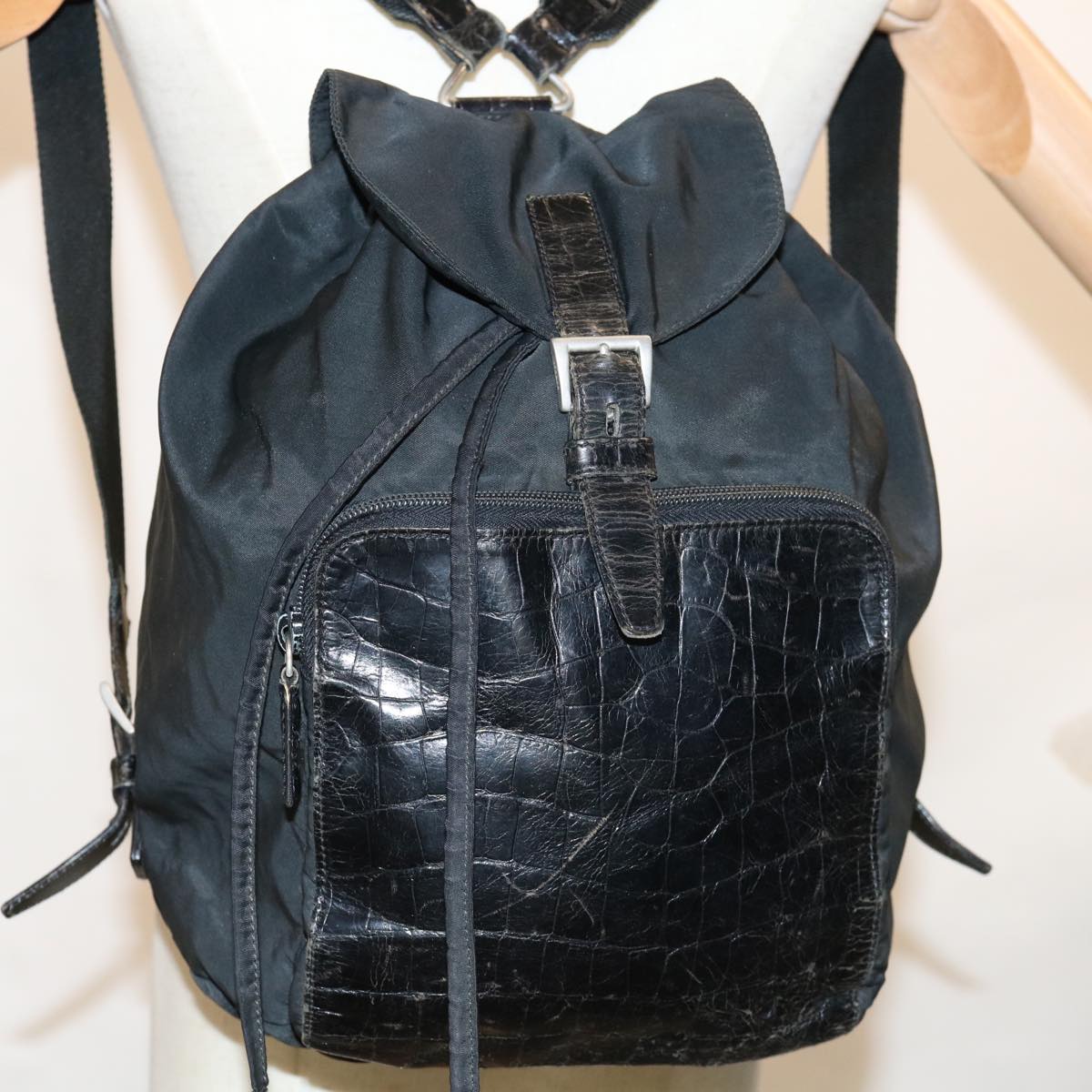 PRADA Backpack Nylon Black Auth hk923