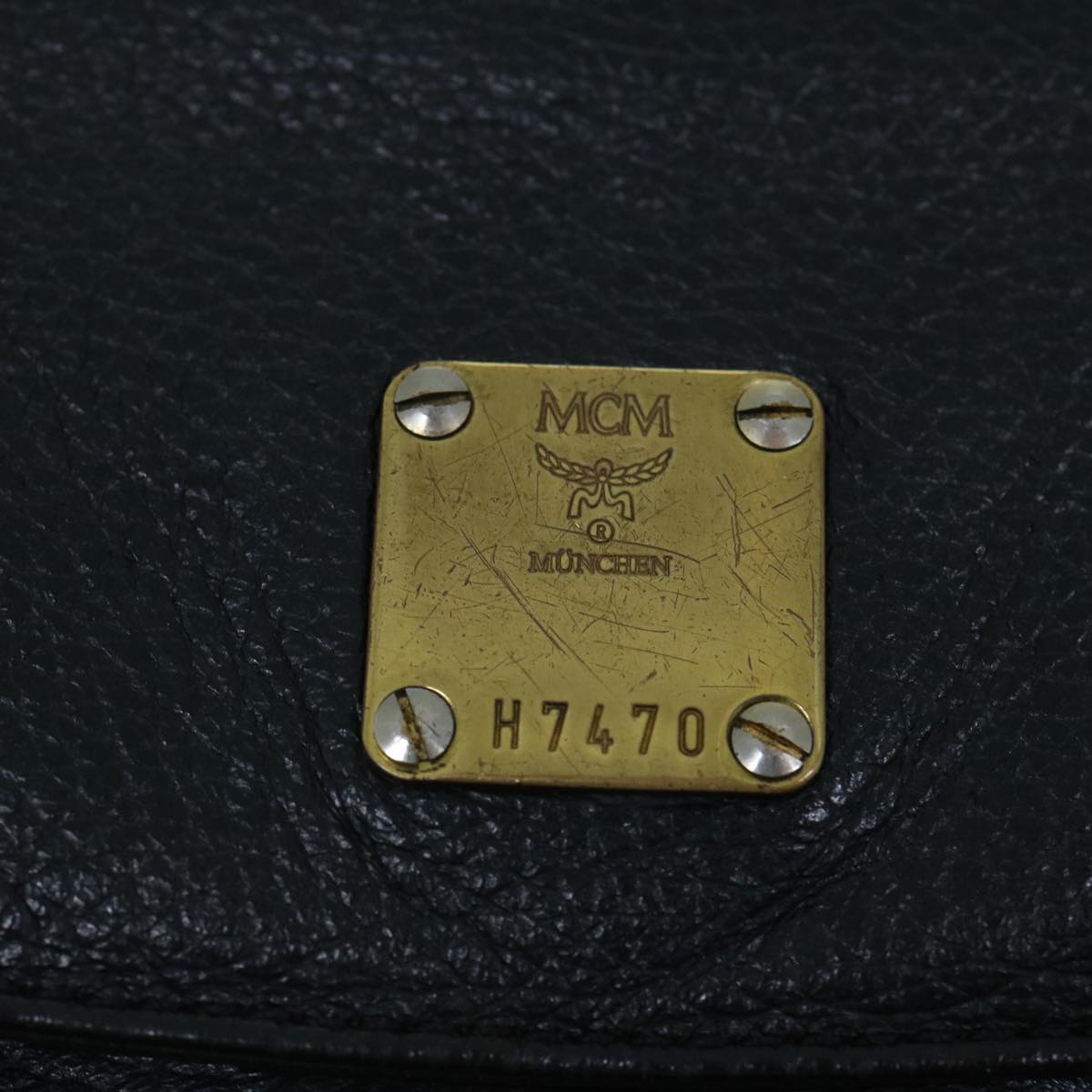 MCM Backpack Leather Black Auth hk924