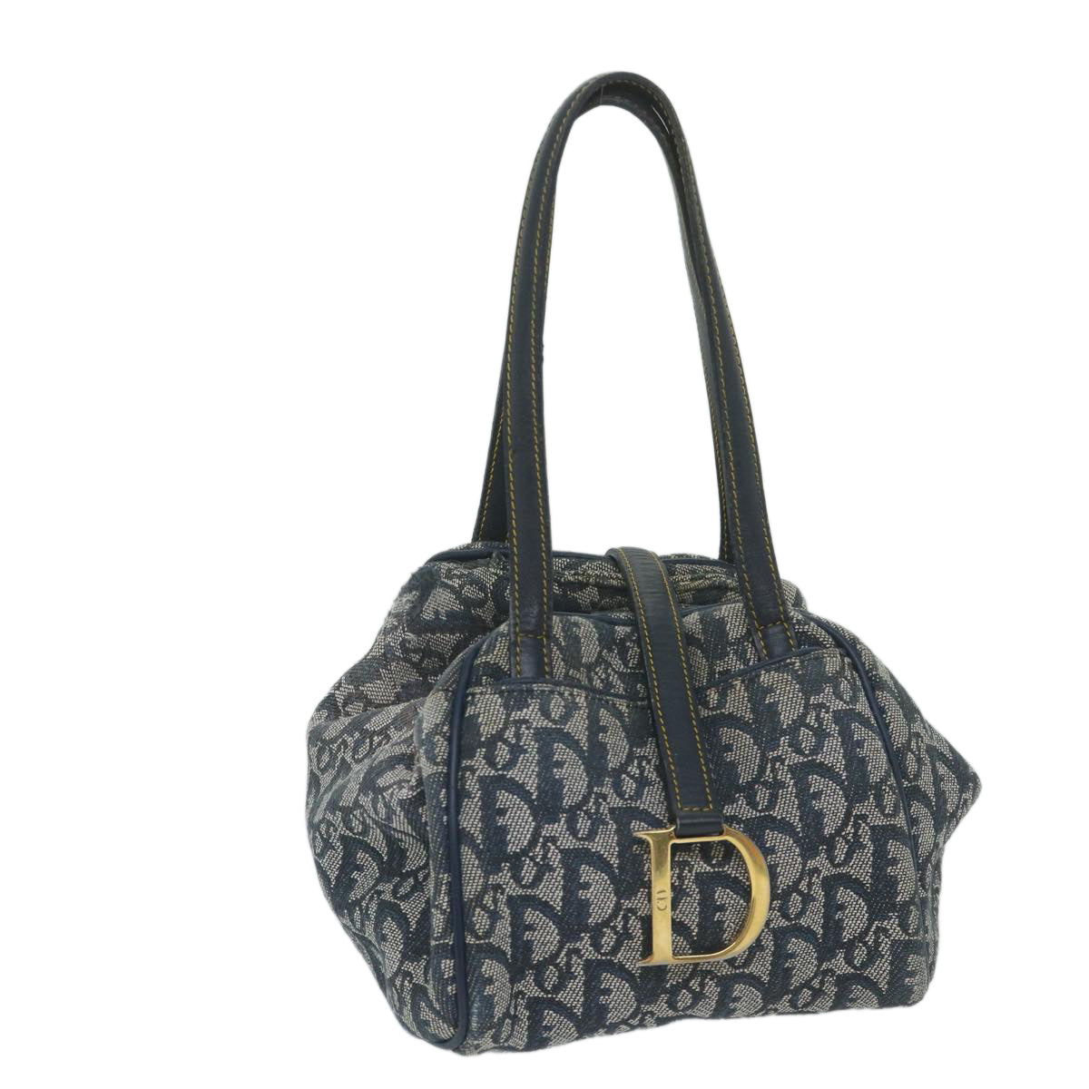 Christian Dior Trotter Canvas Hand Bag Navy Auth hk937