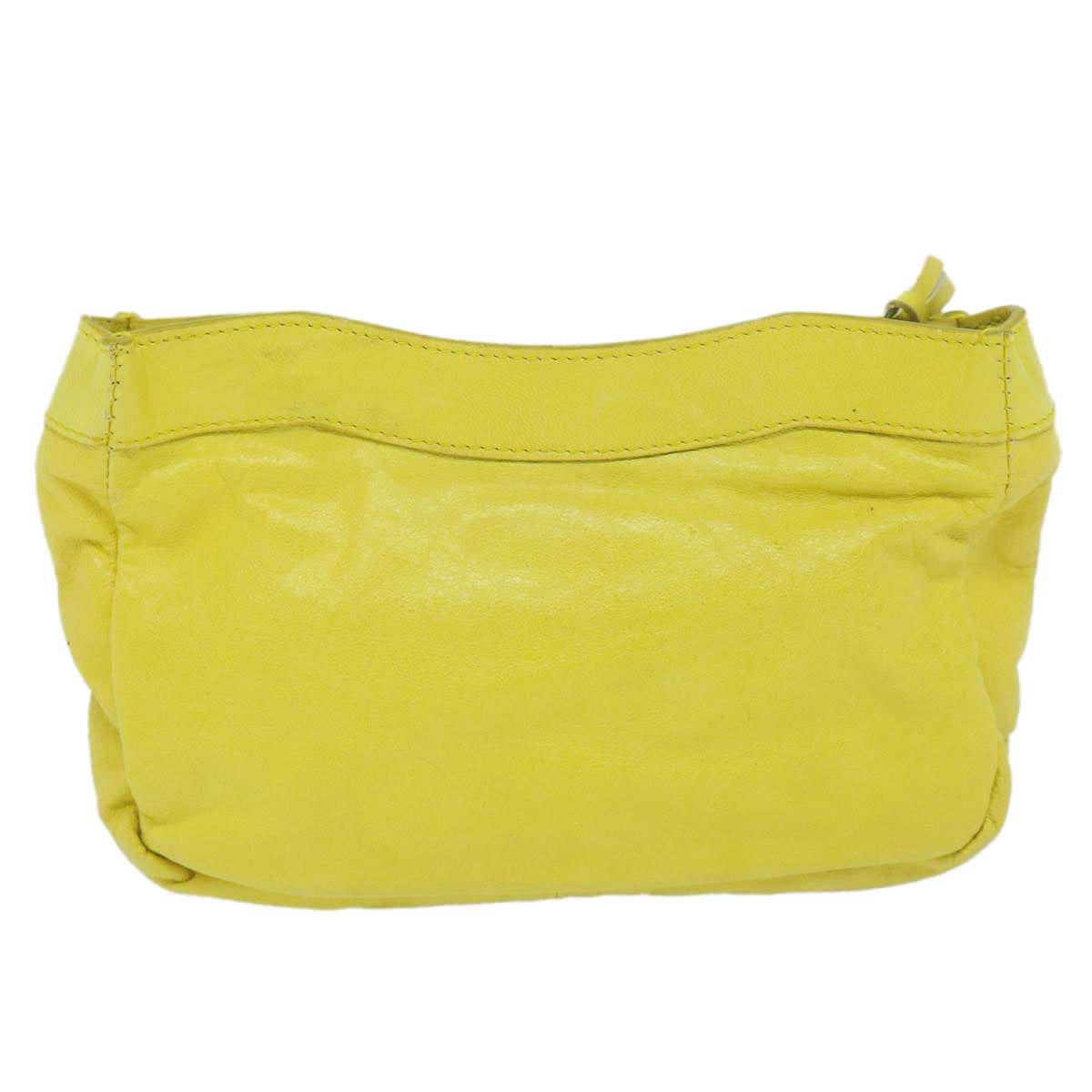 BALENCIAGA Pouch Leather Yellow 110481 Auth hk944