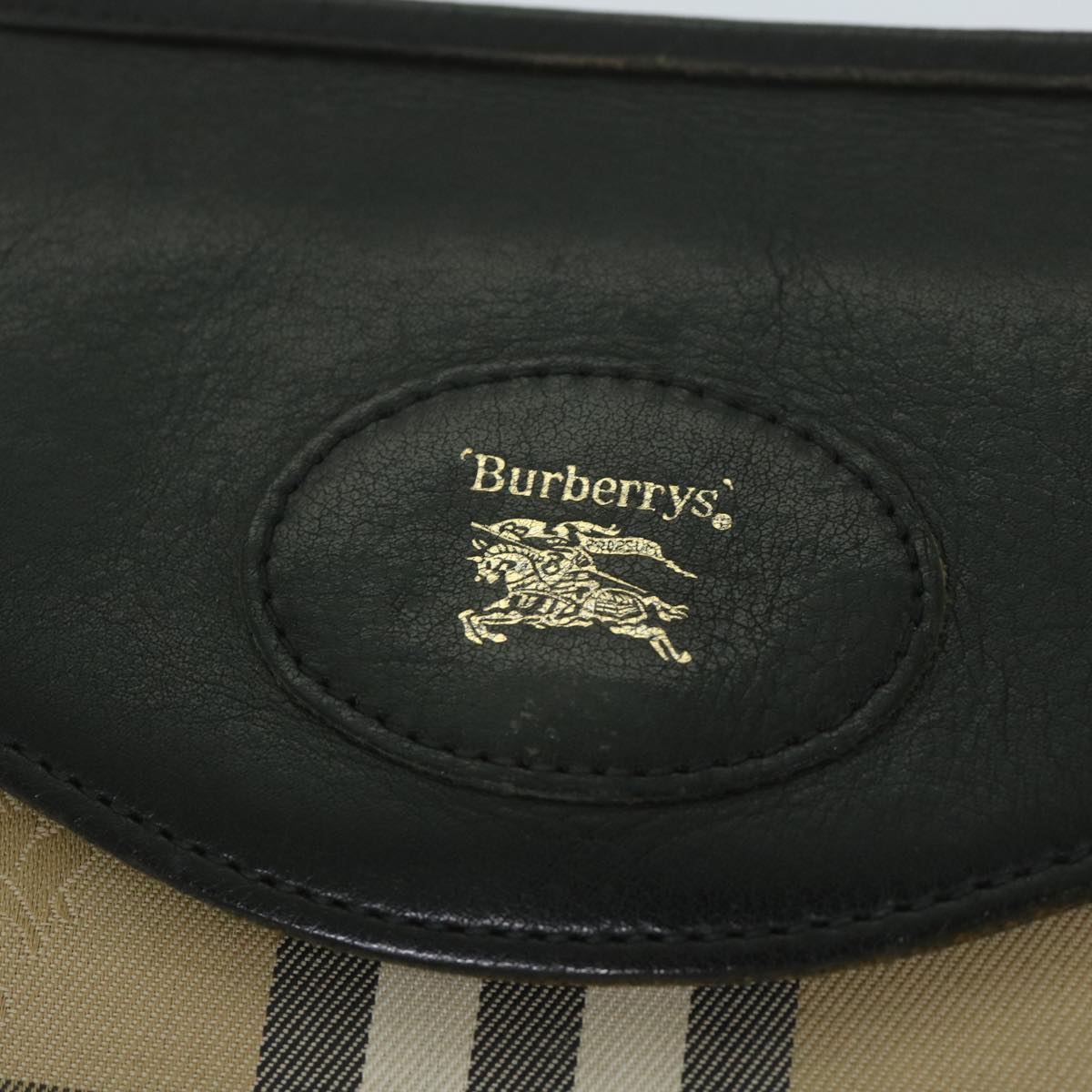 Burberrys Nova Check Clutch Bag Nylon Beige Auth hk958