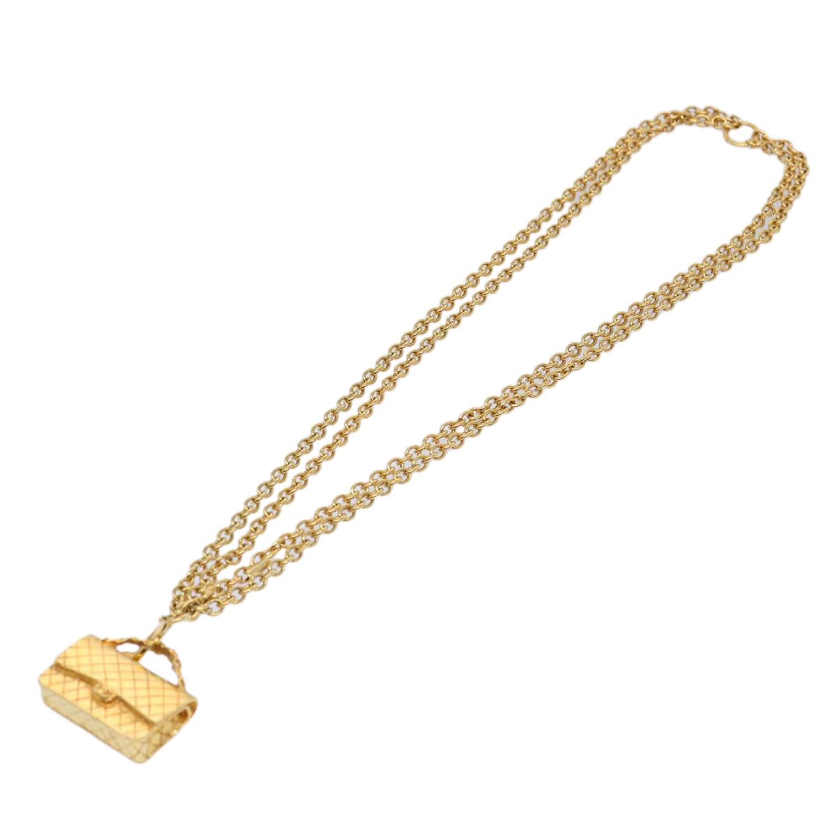 CHANEL Necklace Gold Tone CC Auth hk964