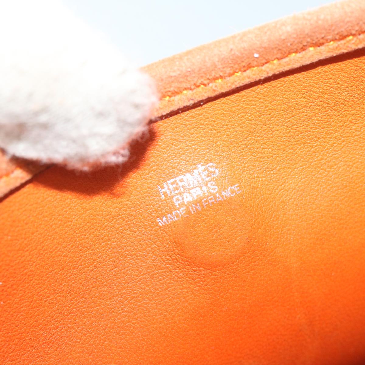 HERMES Evelyn TPM Shoulder Bag Suede Orange Auth hk966