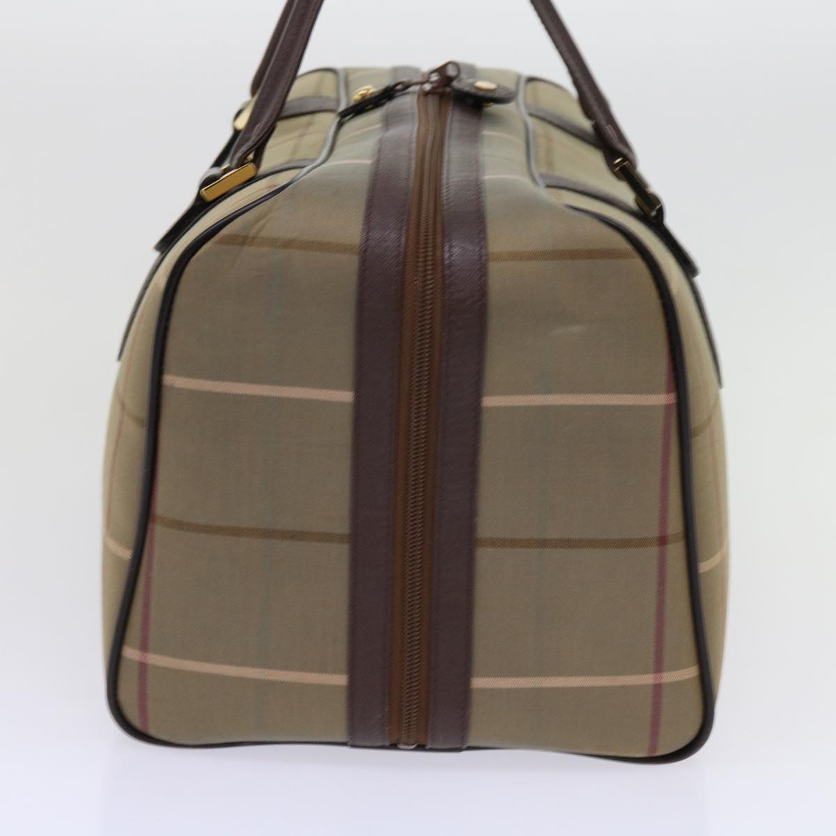 Burberrys Nova Check Boston Bag Nylon Canvas Brown Auth hk981