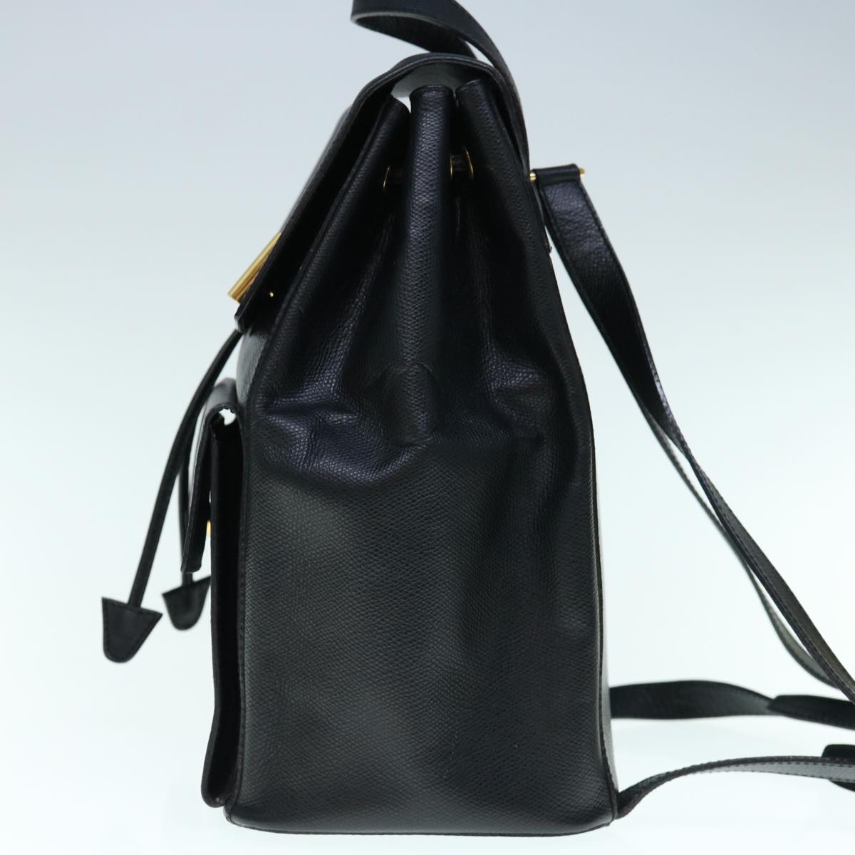 CELINE Macadam Backpack Leather Black Auth hk993