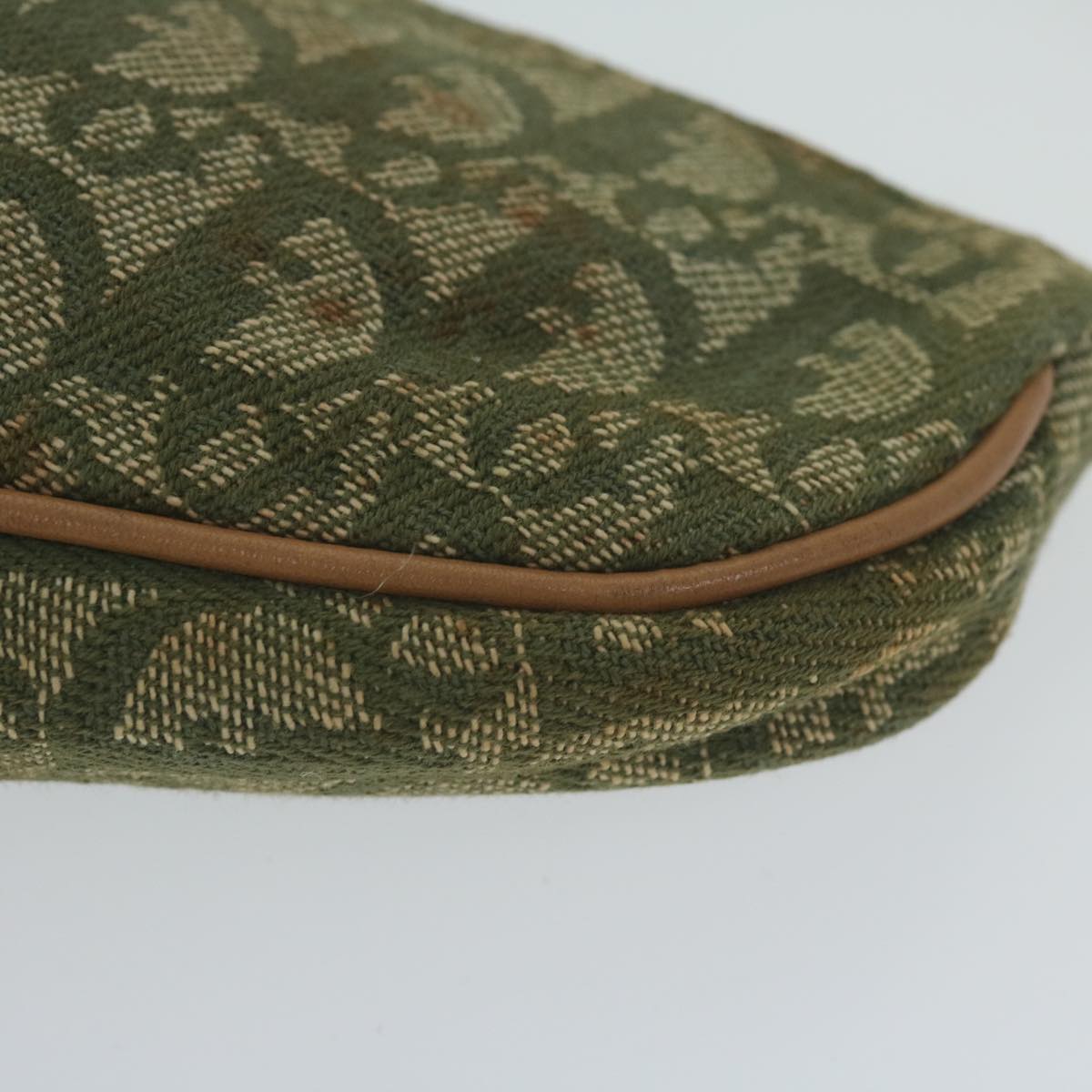 Christian Dior Trotter Canvas Saddle Pouch Accessory Pouch Green Auth hk994