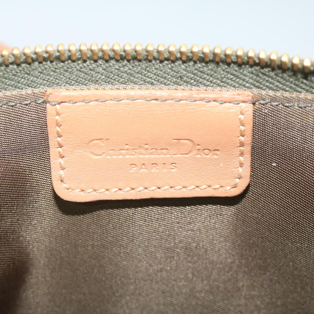 Christian Dior Trotter Canvas Saddle Pouch Accessory Pouch Green Auth hk994