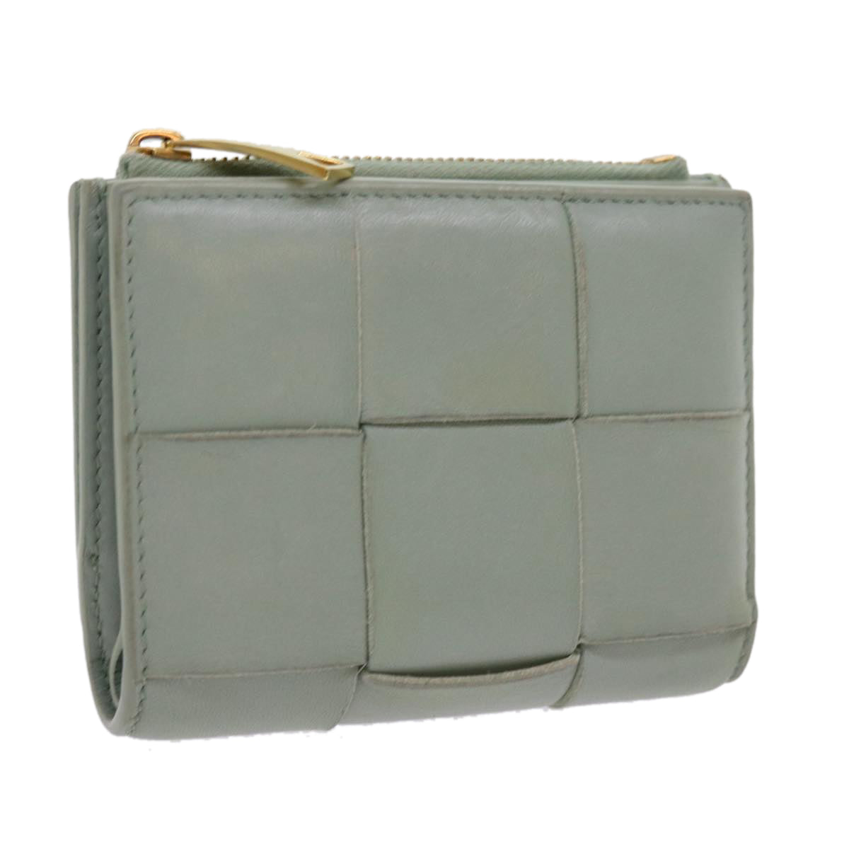 BOTTEGAVENETA INTRECCIATO Wallet Leather Light Blue Auth hk998