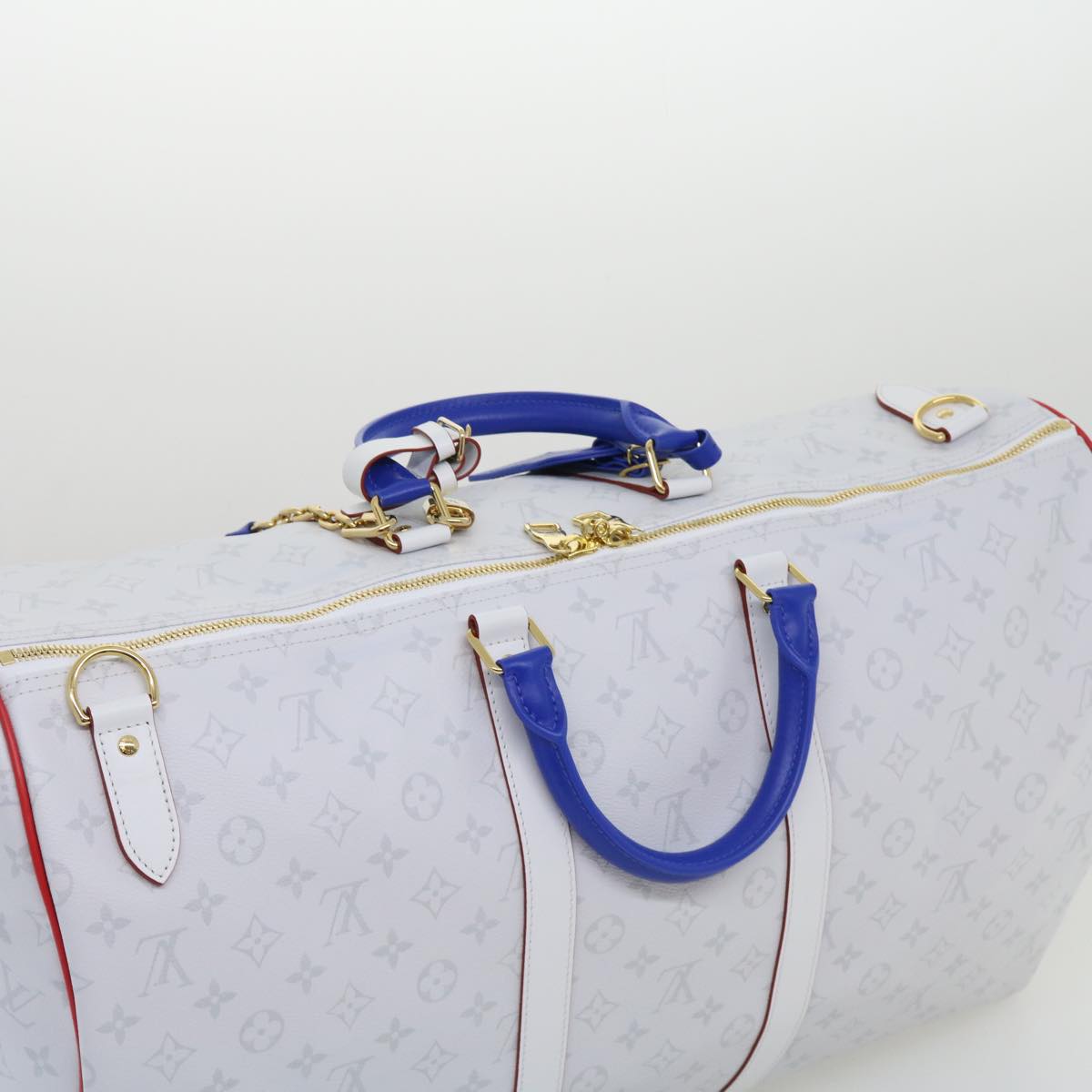 LOUIS VUITTON Monogram Keepall 55 Boston Bag White M45586 LVxNBA Auth hs1077A