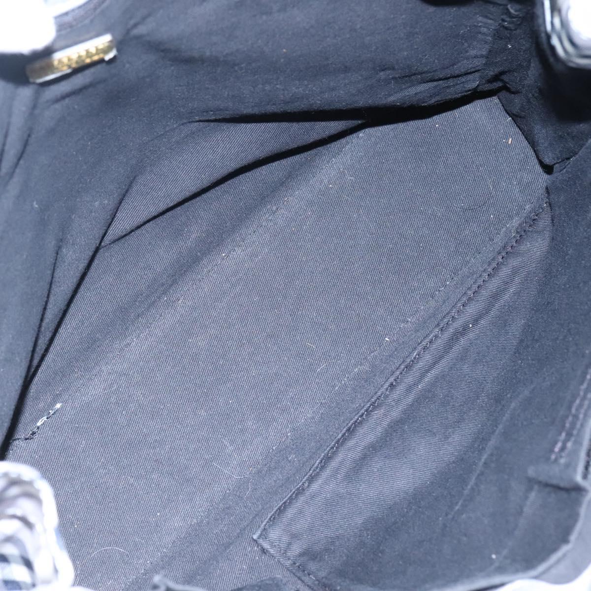 BURBERRY Nova Check Blue Label Hand Bag Nylon Purple Silver Auth hs1699