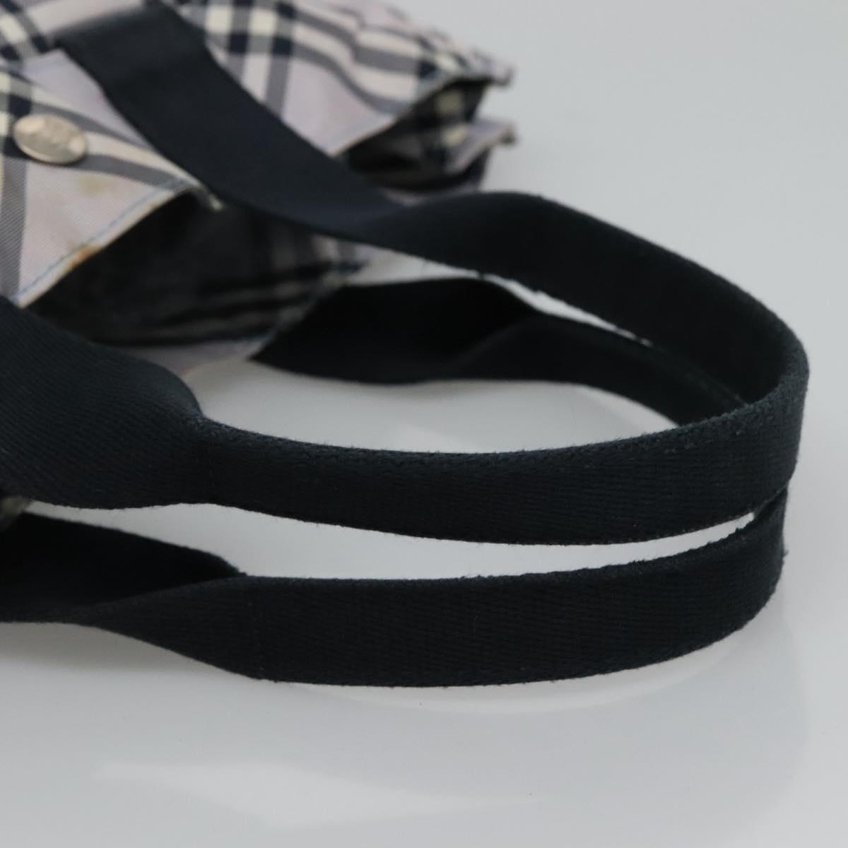 BURBERRY Nova Check Blue Label Hand Bag Nylon Purple Silver Auth hs1699