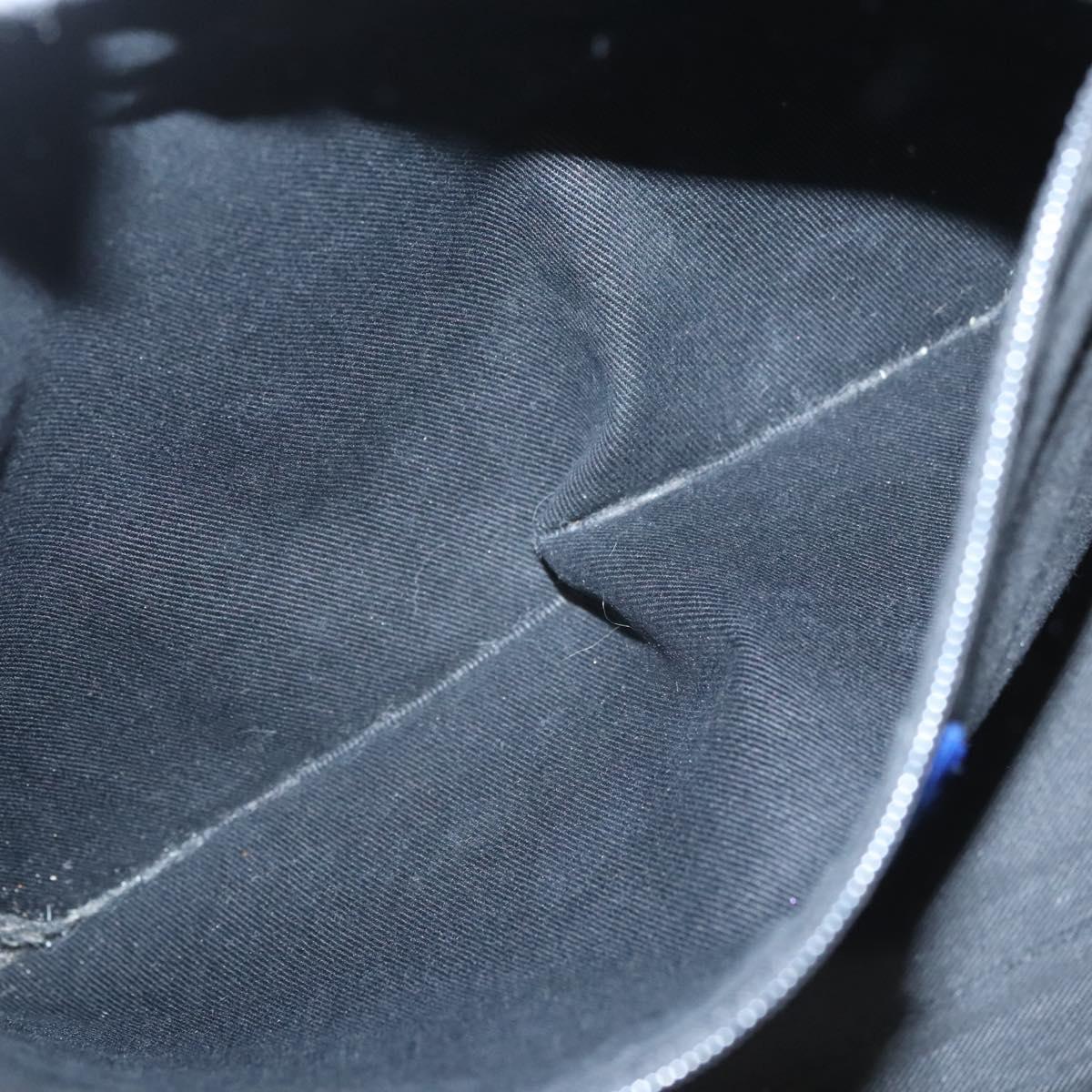 BURBERRY Nova Check Blue Label Hand Bag Nylon Beige Silver Auth hs1708