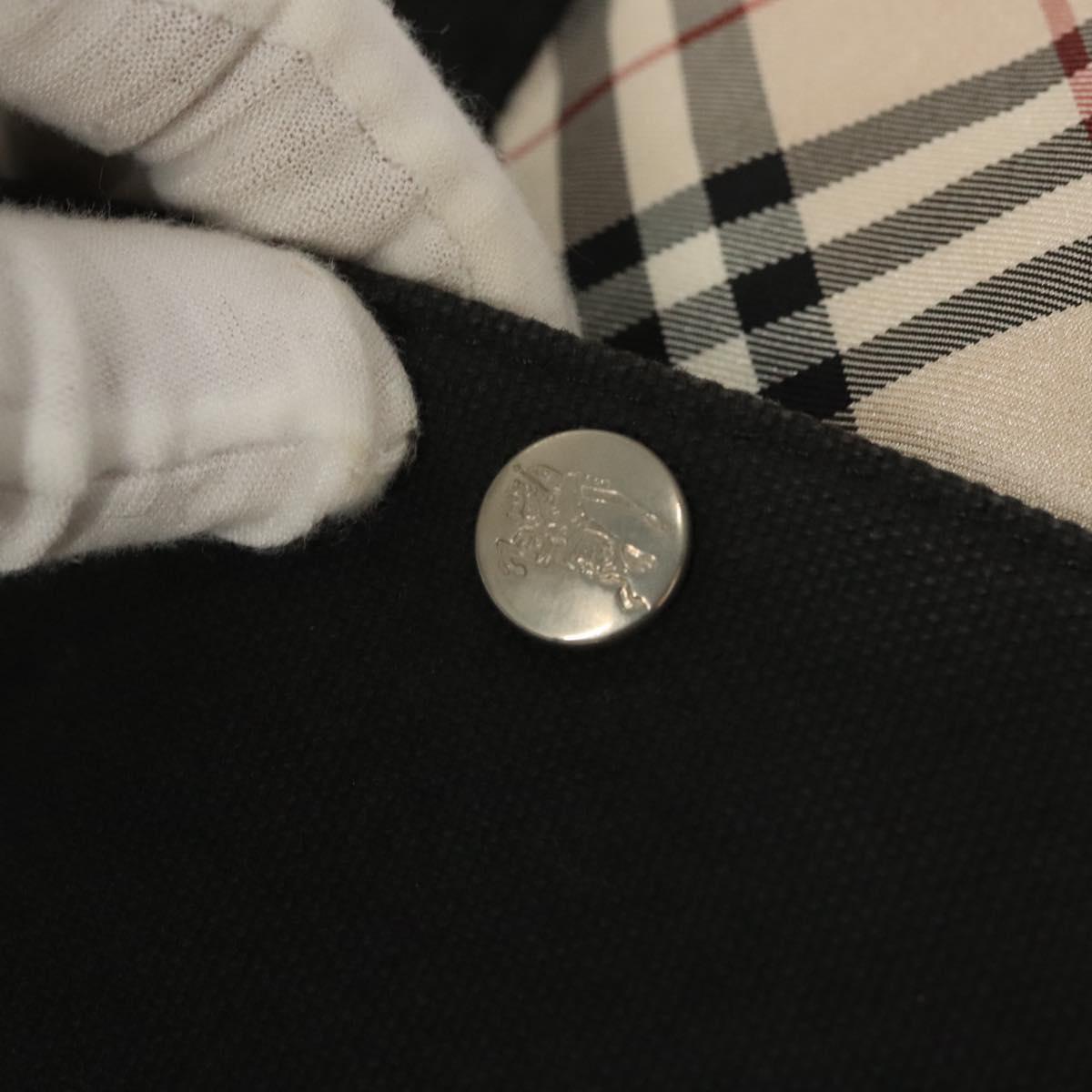 BURBERRY Nova Check Blue Label Hand Bag Canvas Black Silver Auth hs1712