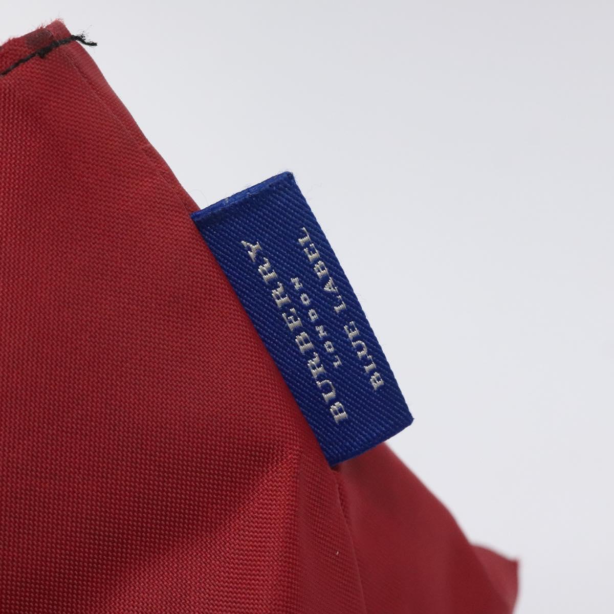 BURBERRY Nova Check Blue Label Hand Bag Nylon Red Silver Auth hs1715