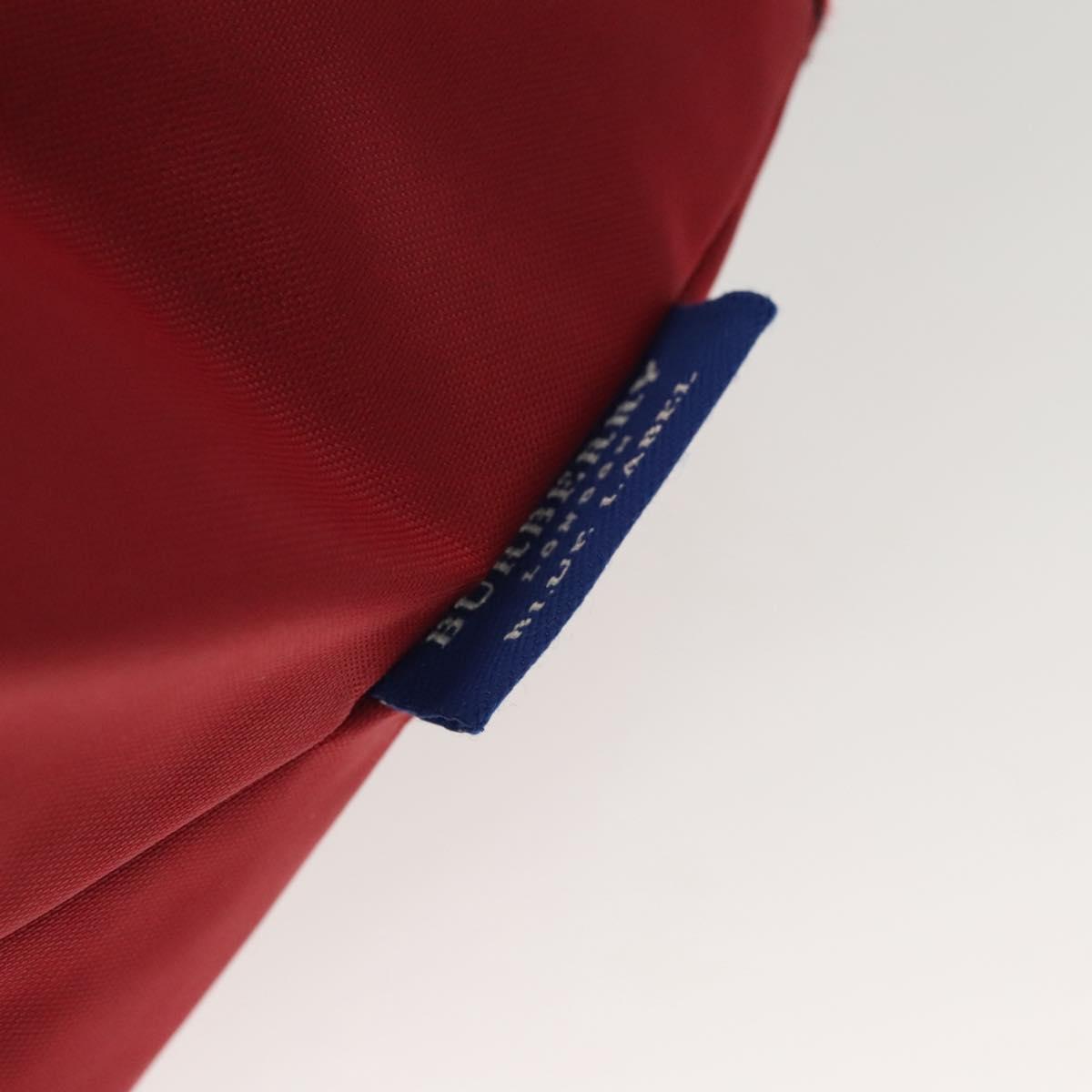 BURBERRY Nova Check Blue Label Hand Bag Nylon Beige Silver Auth hs1716