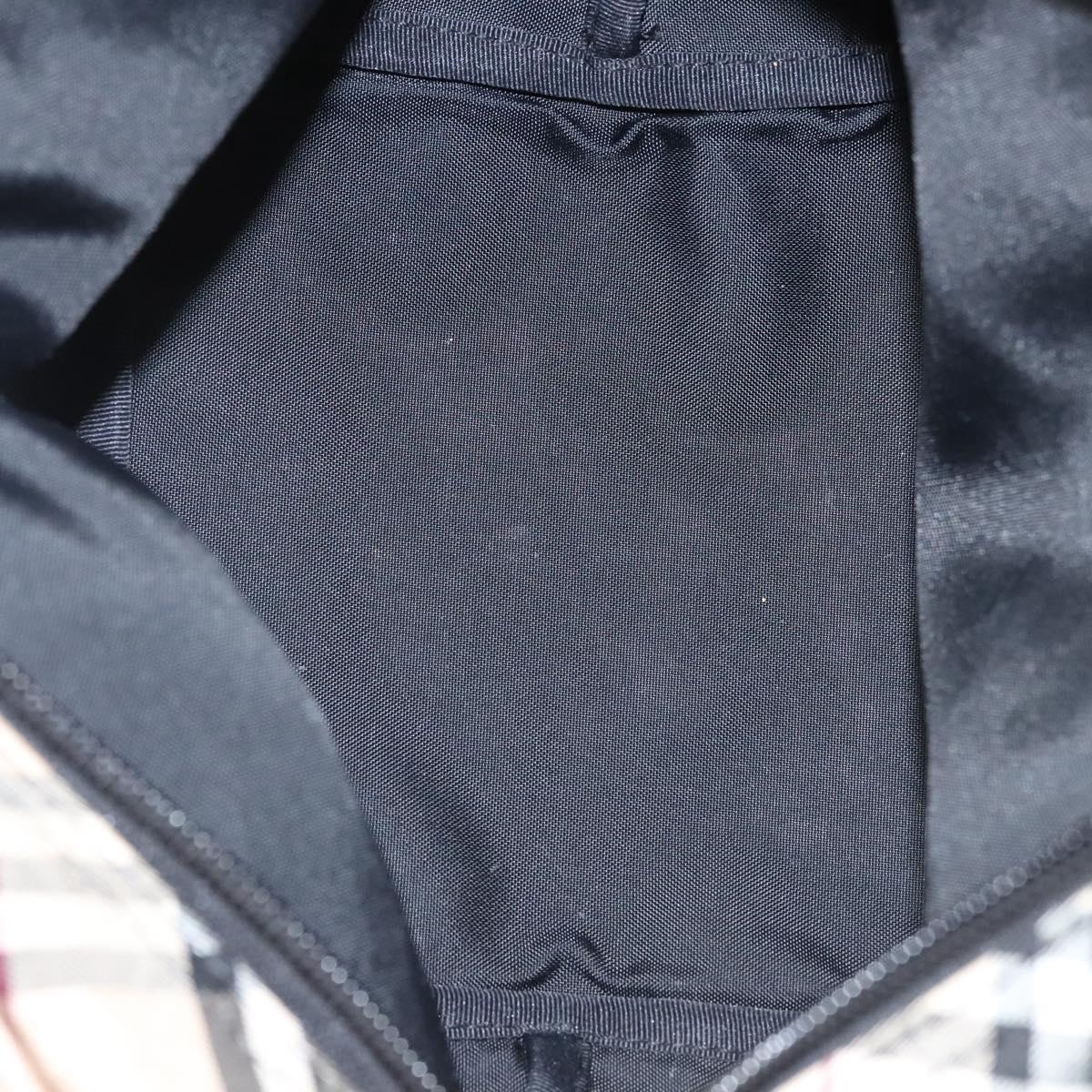 BURBERRY Nova Check Blue Label Hand Bag Nylon Beige Silver Auth hs1716