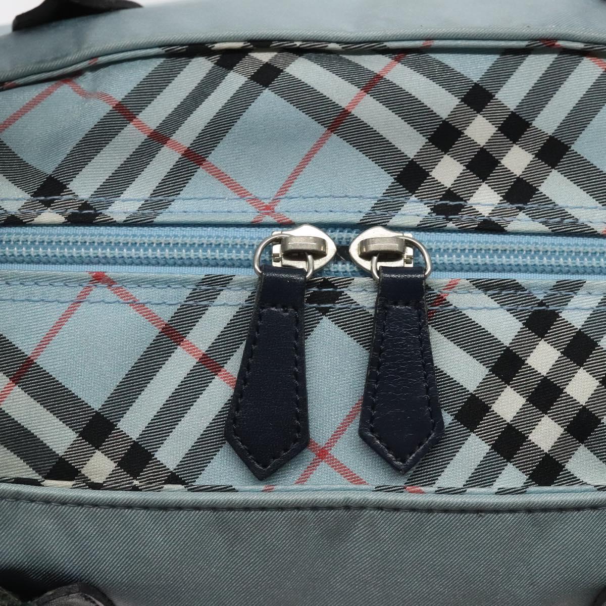 BURBERRY Blue Label Hand Bag Nylon Blue Silver Auth hs1718