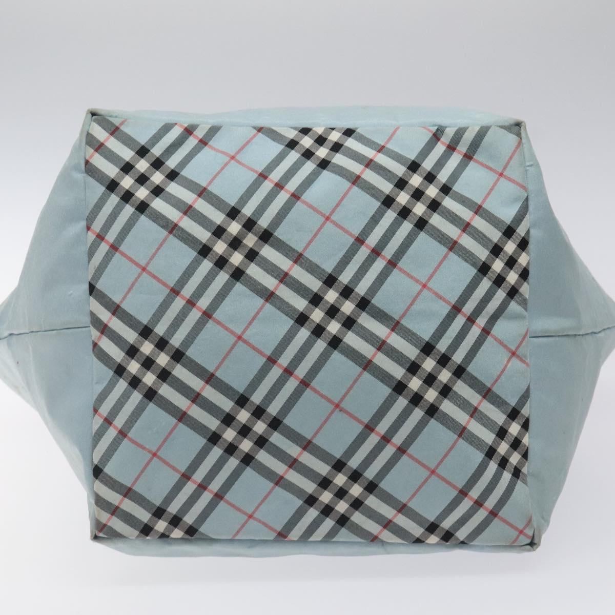 BURBERRY Blue Label Hand Bag Nylon Blue Silver Auth hs1718