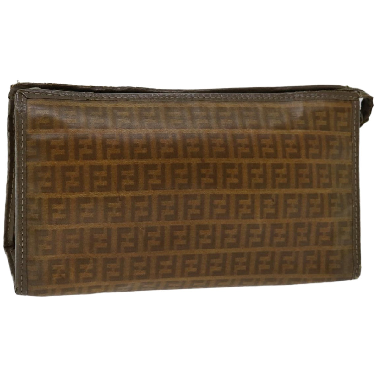 FENDI Zucchino Canvas Clutch Bag Brown Auth im455